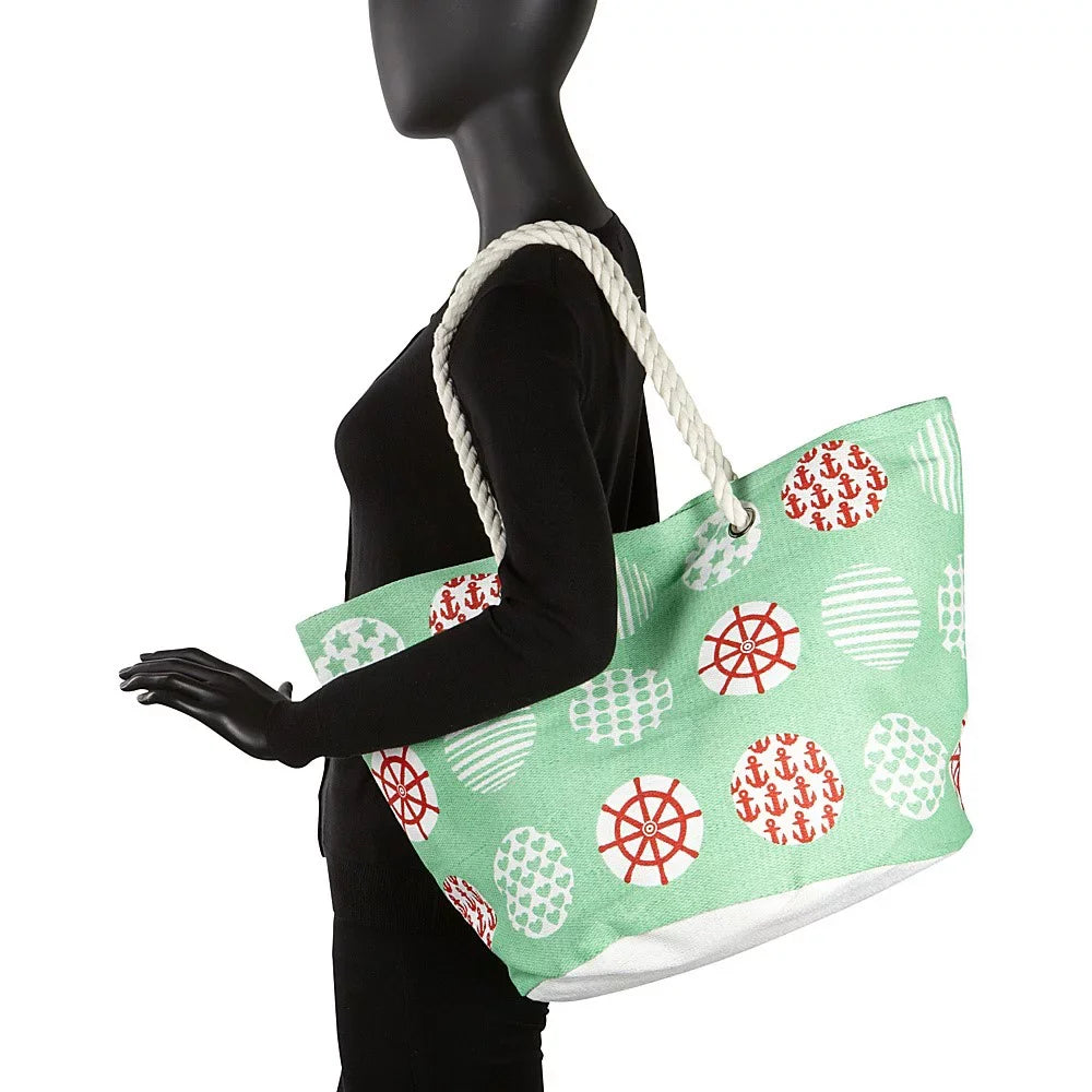 Paper Print Sailor Tote, Magid Yellow Straw Nautical