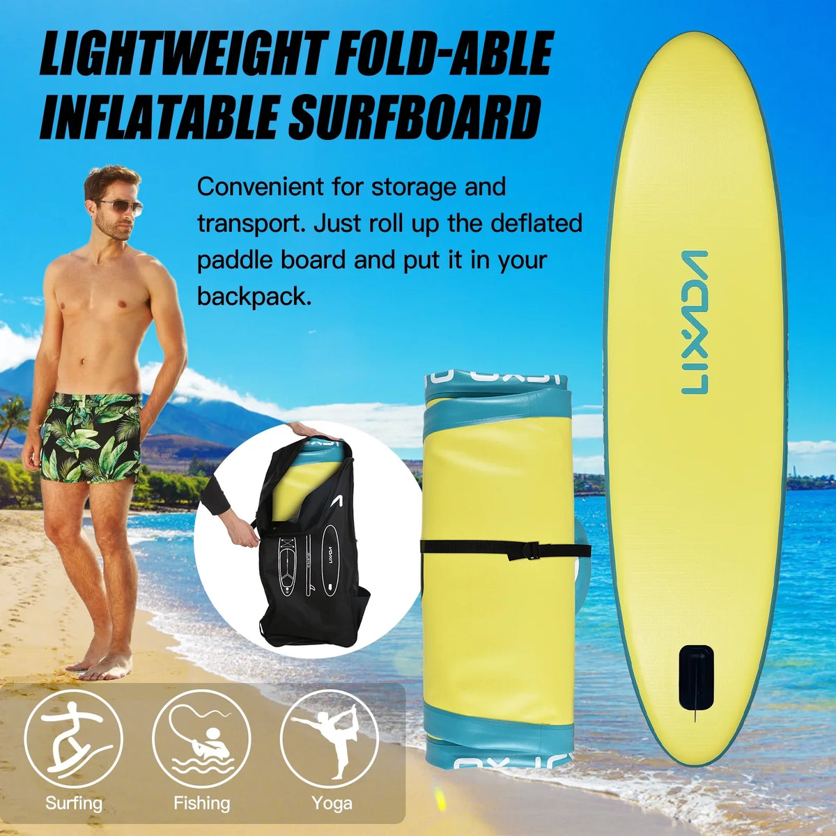 Inflatable Paddle Board liquid Backpack Surfboard Set, Travel for Lixada with