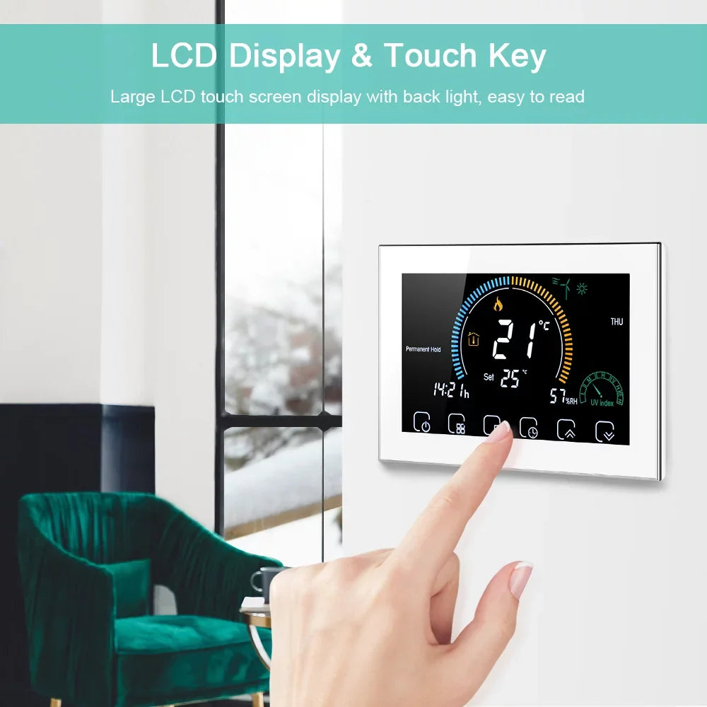 Thermoregulator Boiler Humidity Heating Voice Function / Display Fits with Six 95-240V Lock Index with Control Programmable Home Tma Smart Backlight Periods Gas Echo 5+1+1