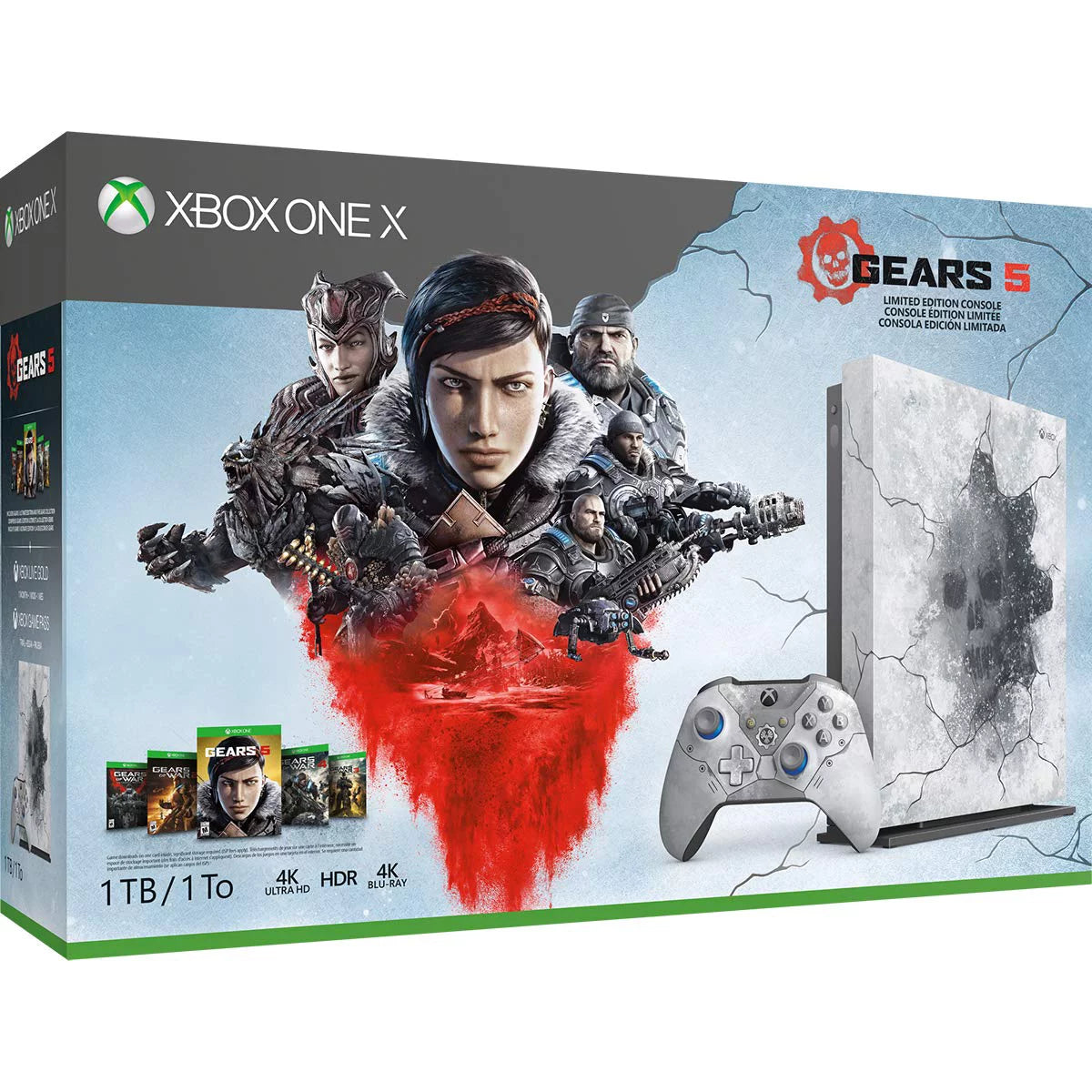 Limited Bundle, 5 Console Used 1TB Edition One White, Microsoft Gears Xbox X -00130