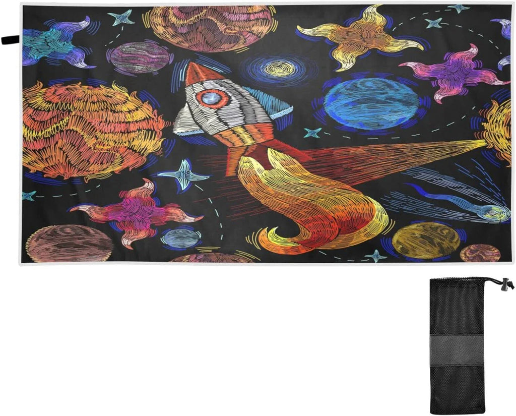 for Absorbent Holiday（366） Super Embroidered Universe Oversized Towel Pattern Travel - Towel - Quick Lightweight Camping Swimming Towels Beach Compact Dry Bestwell