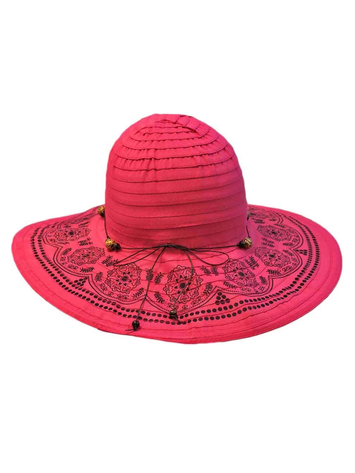 With Hot Pink Elegant Hat Floppy Trim