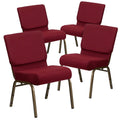 Furniture Series Frame Vein Burgundy/Gold Pack Church Flash Chair Fabric Stacking 4