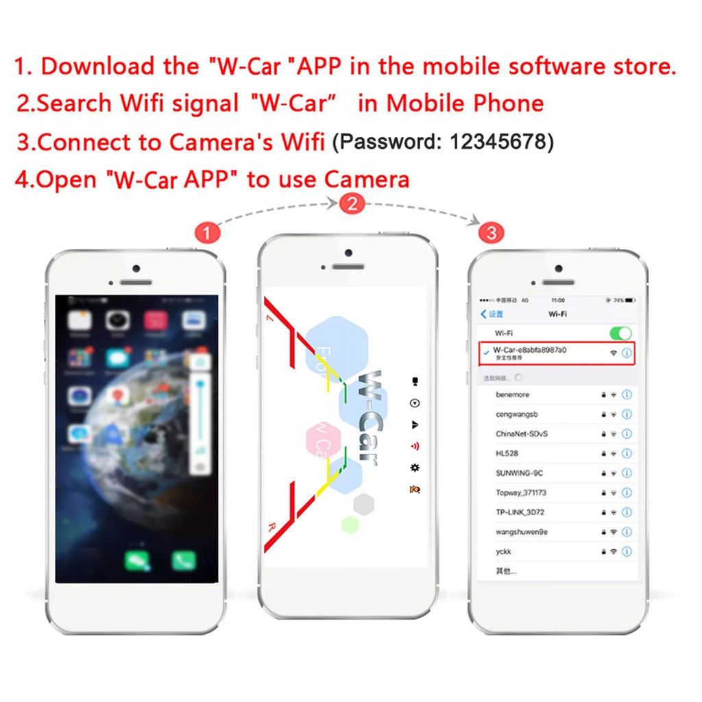 Vehicles Commercial Backup for Camera and LED with Night Automobiles Wireless Reverse Suitable Vision, WiFi