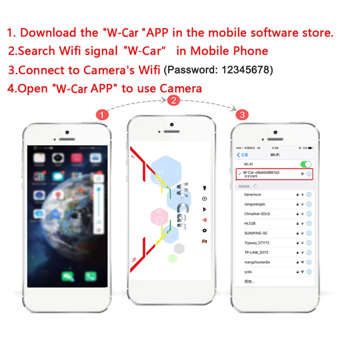 Night Automobile IP67 LED Reverse Rear Truck ~36V Bus Gecheer Vision View WiFi Camera Car Backup Wireless Camera, Waterpr"