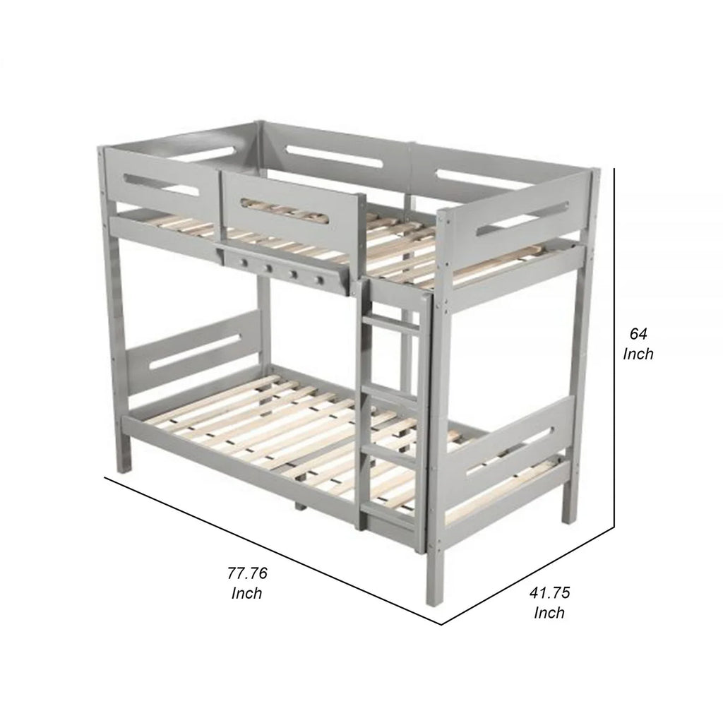 Bunk BenJara with Twin Ladder, Facing Pine Wood, Front White Solid Finish Bed Asin