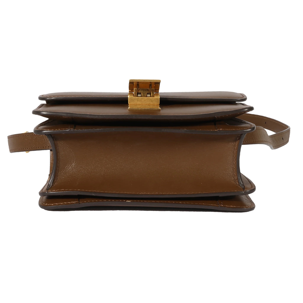 Smooth Celine Small Brown Pre-Owned Box Leather Bag