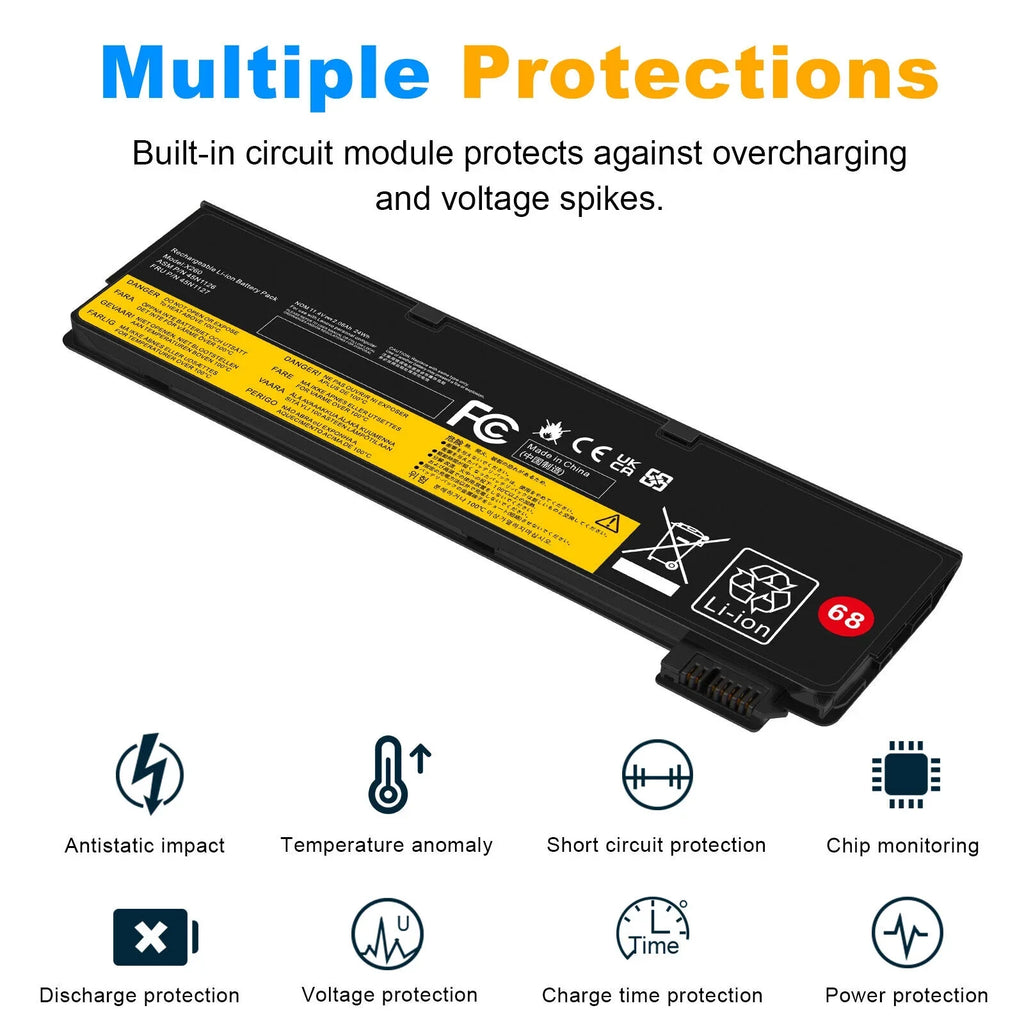 T450 X250 Lenovo ThinkPad For X240 X260 T440 T460 24Wh Battery 68+
