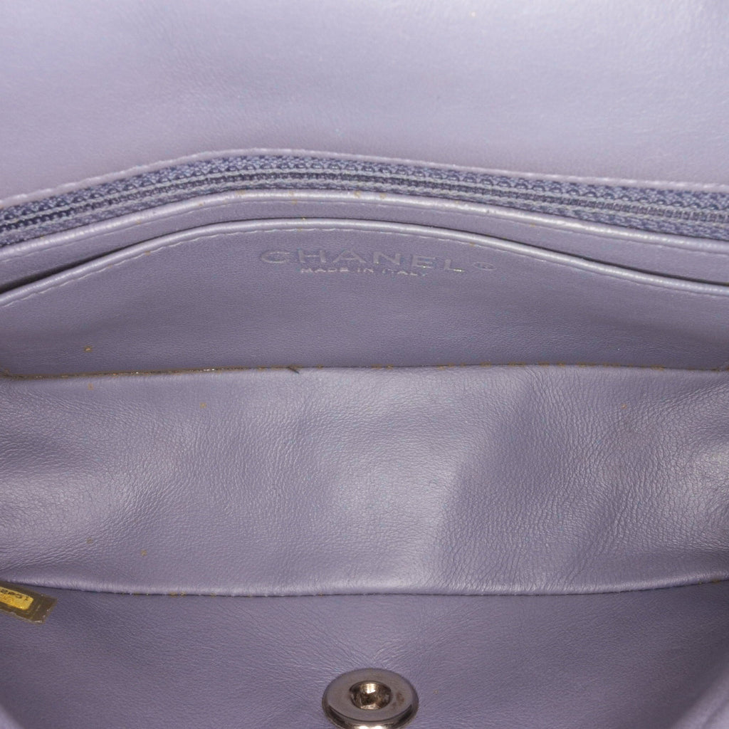 Crossbody Lambskin Single Mini Unisex Leather Pre-Owned Classic (Fair) Bag Flap Rectangular Authenticated Gray
