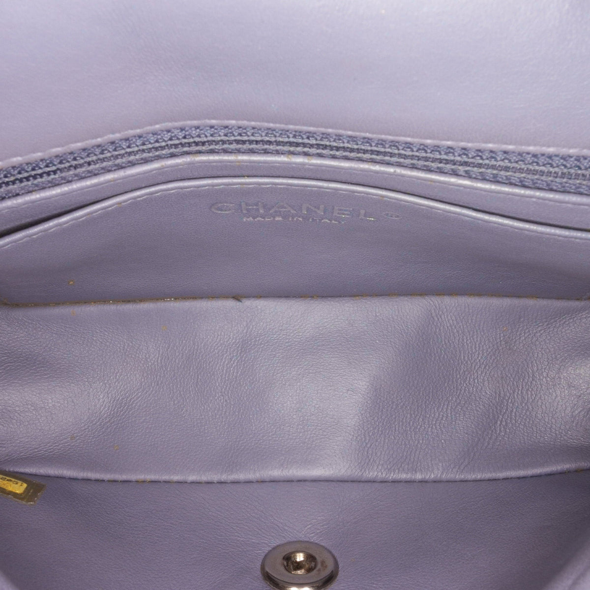 Crossbody Lambskin Single Mini Unisex Leather Pre-Owned Classic (Fair) Bag Flap Rectangular Authenticated Gray