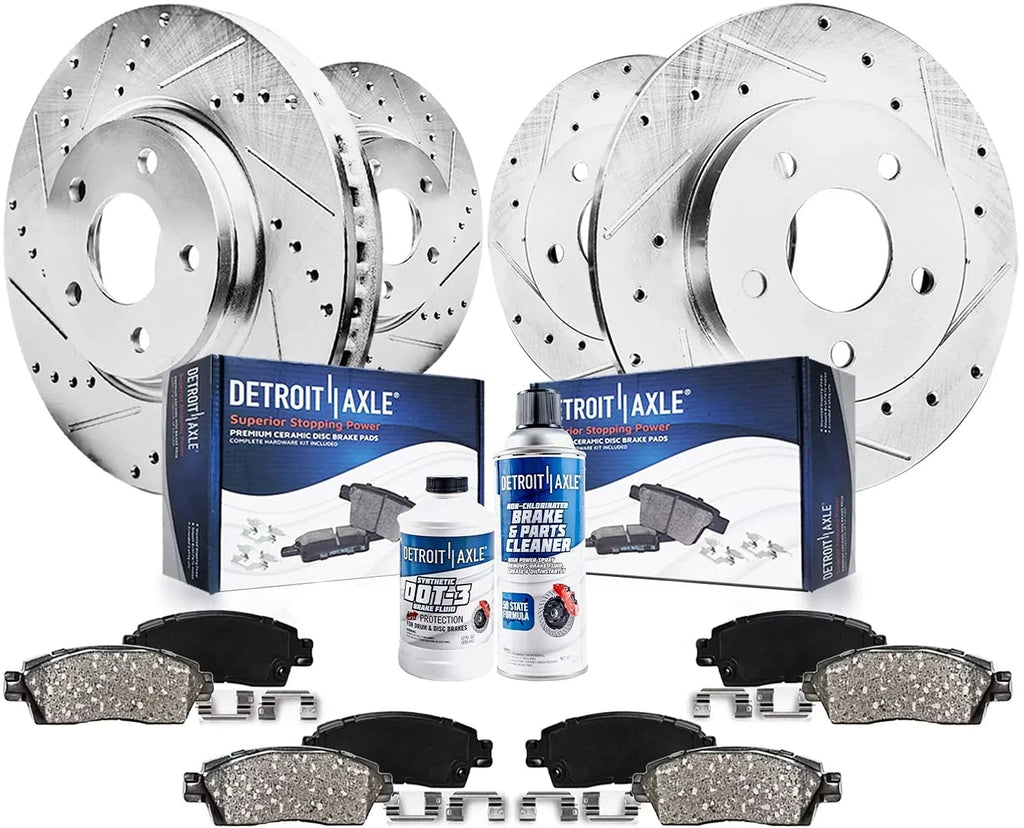 Drilled Kit Journey C/V Routan Country Caravan Town Brake Dodge Ram Brake & Detroit Chrysler Brakes Pads & 12" Rotors Ceramic & - Front Axle Rear for Rotors] [11.98" Slotted Replacement Grand