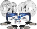 Drilled Kit Journey C/V Routan Country Caravan Town Brake Dodge Ram Brake & Detroit Chrysler Brakes Pads & 12" Rotors Ceramic & - Front Axle Rear for Rotors] [11.98" Slotted Replacement Grand