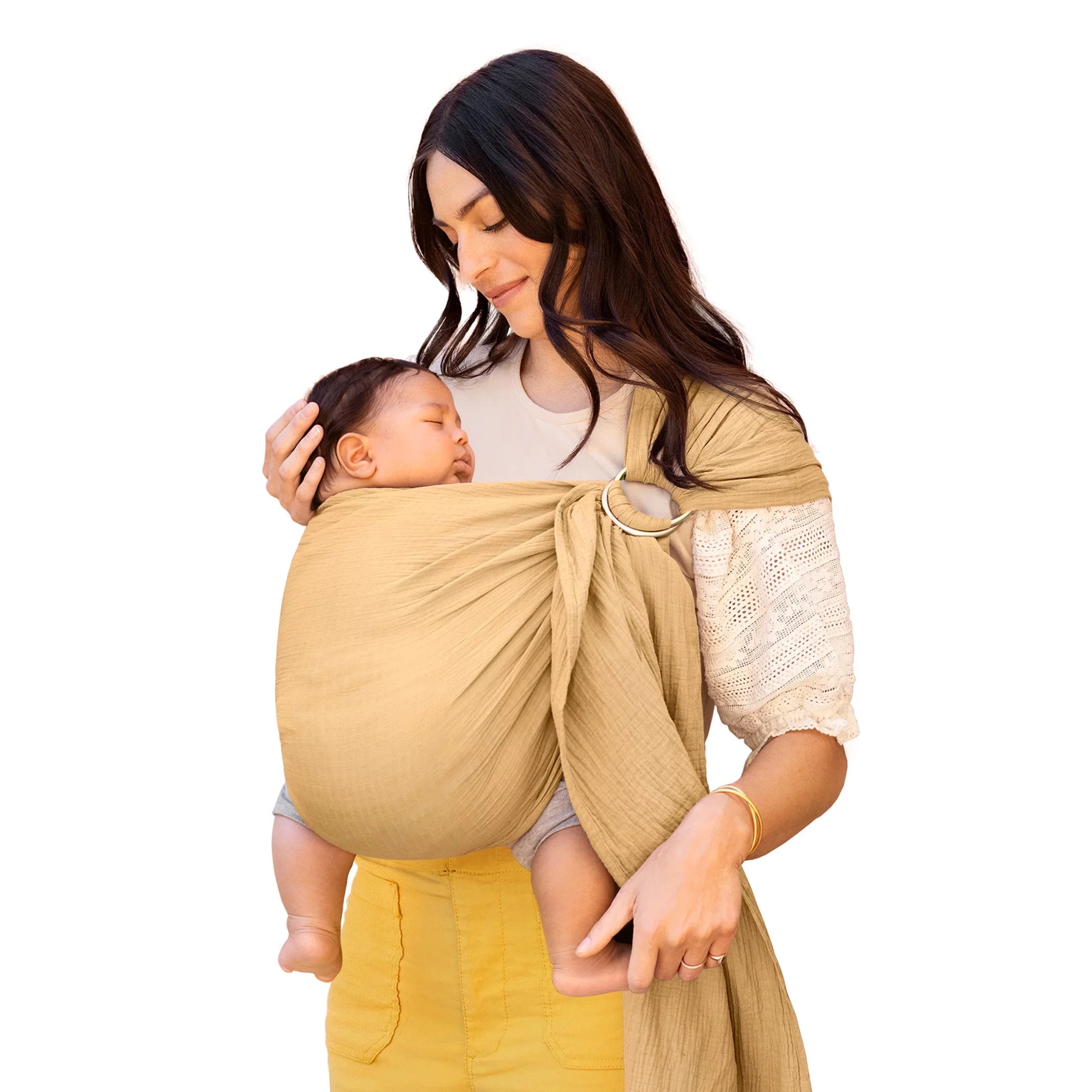 Carrier Saffron in Sling Ring Moby Baby Wrap