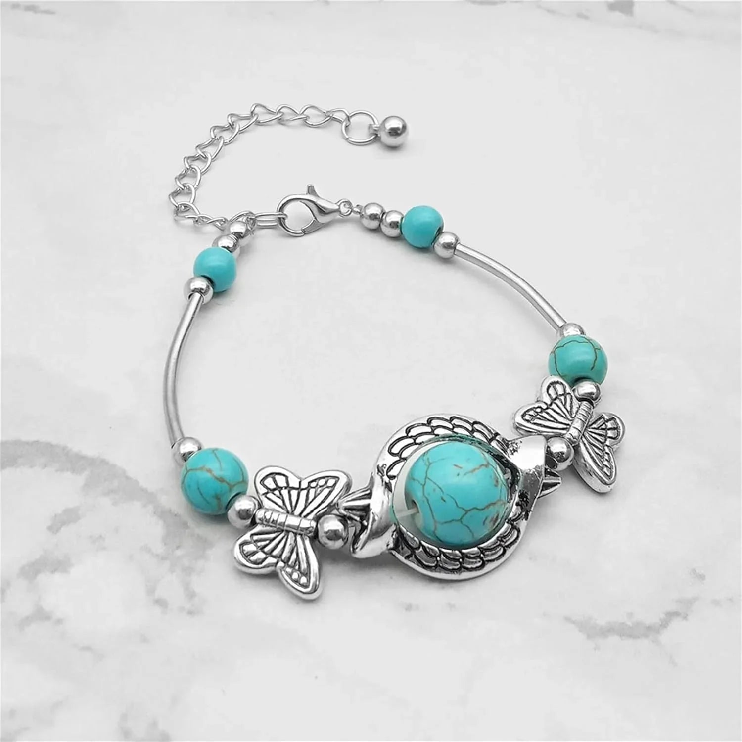 New Bracelet Luxury Jewelry Ladies Faux Gemstone Summer Palm Western Ladies Classic Unique Style Design Bracelet, Gift Bohemian Jewelry, Beaded Turquoise