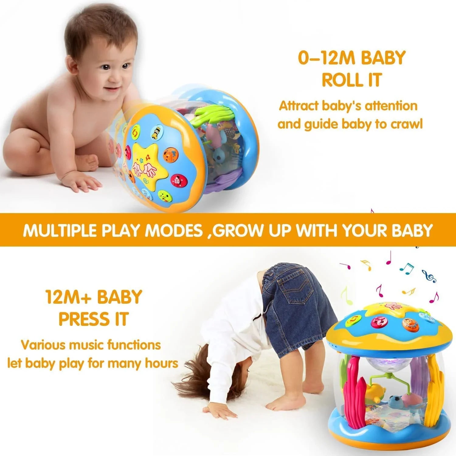 Months Projector Gifts Old Toys Boys Time Musical Year 3 Tummy 2 Toys Light 6-12 1 Learning Crawling Toddlers 12-24 Infant Ocean for Up for Baby Months, Toys Toys Girls Baby