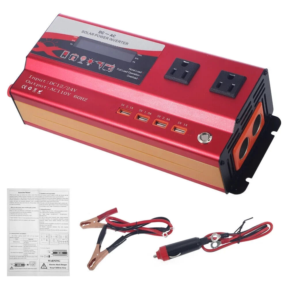 DC Converter Inverter Power RV Pure Wave 12V Sine 110V AC to 6000W Car LCD