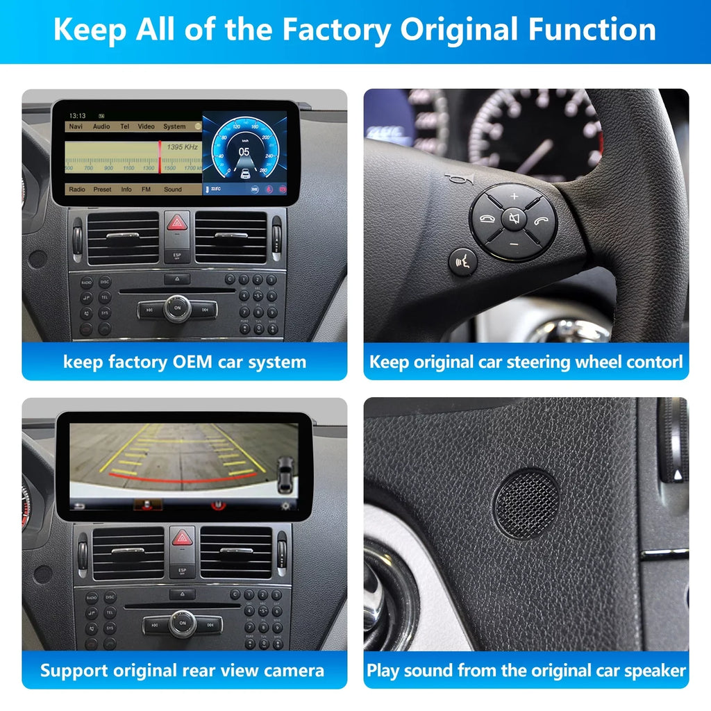 C Screen Mirrorlink W204 NTG4.5/4.7, Wireless 13 Benz Road Car Mercedes Android Touch Top Supports CarPlay with 10.25" Class for Android Screen 8GB+256GB 2011-2014 Car Wired Stereo Year Touch Auto