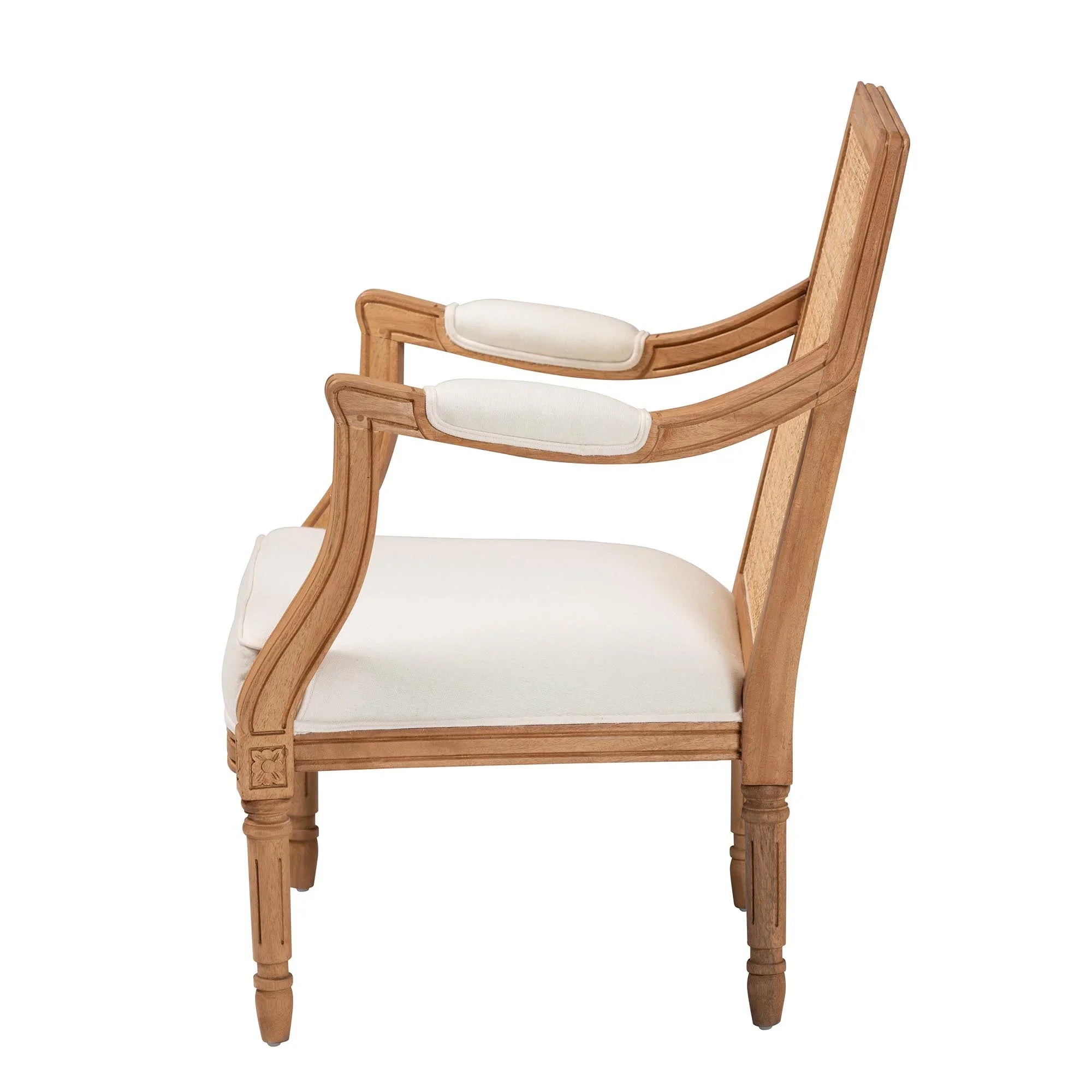Studio Fabric and Baxton Honey Wood Finished Chair Garridan French Oak Accent Beige Traditional