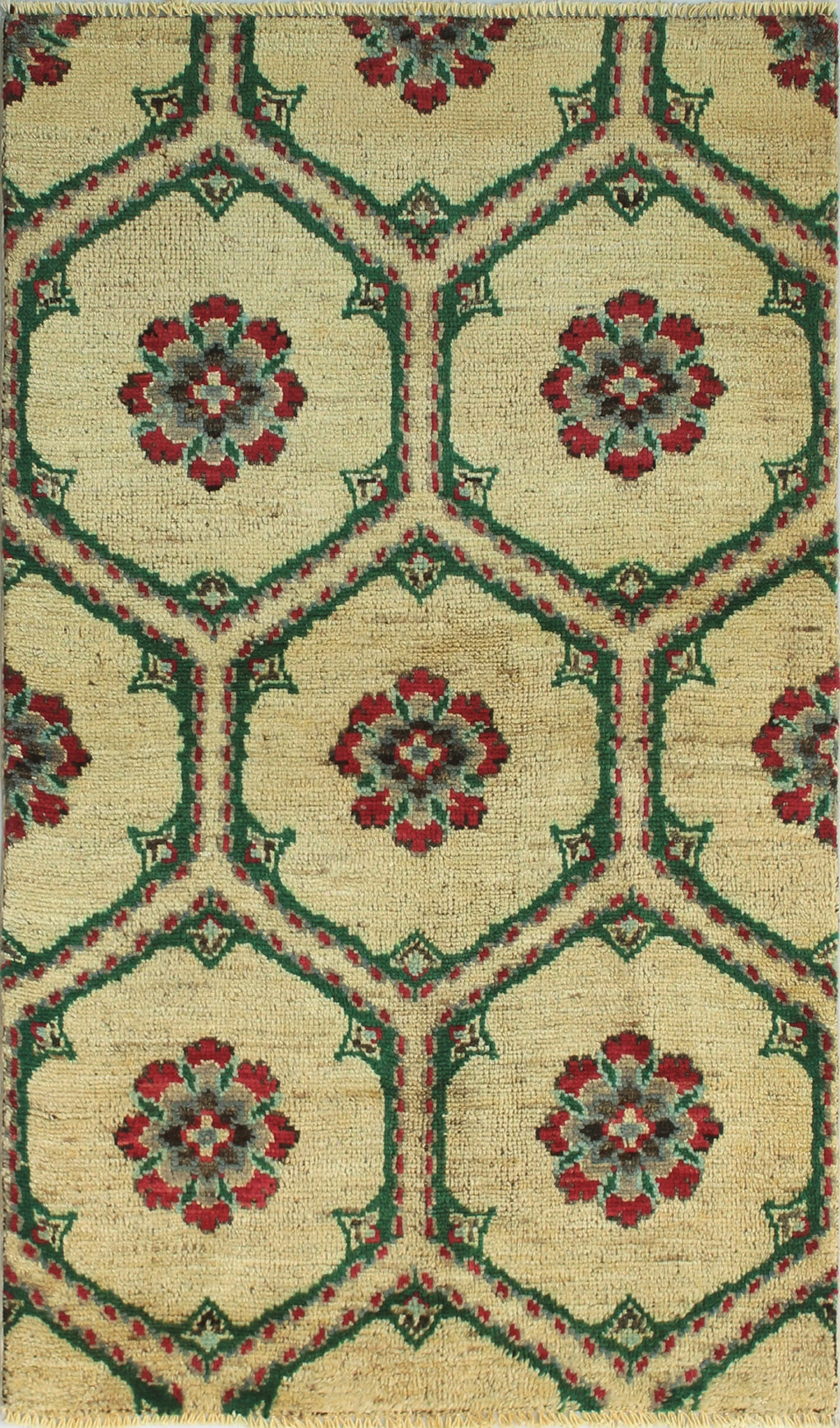 5'1" Magdalen x Aria Rug, Ivory/Green 3'0"