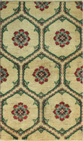 5'1" Magdalen x Aria Rug, Ivory/Green 3'0"