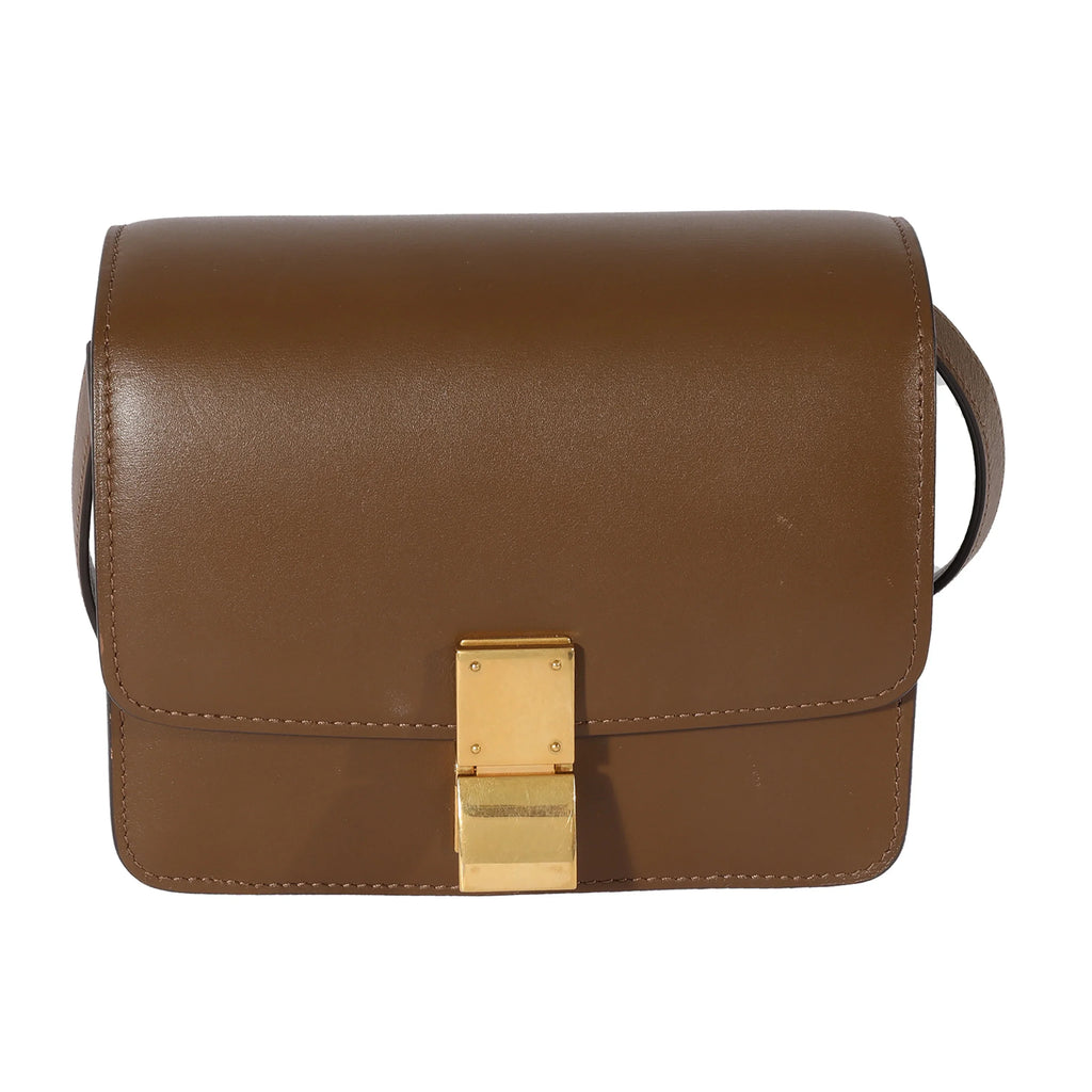 Smooth Celine Small Brown Pre-Owned Box Leather Bag