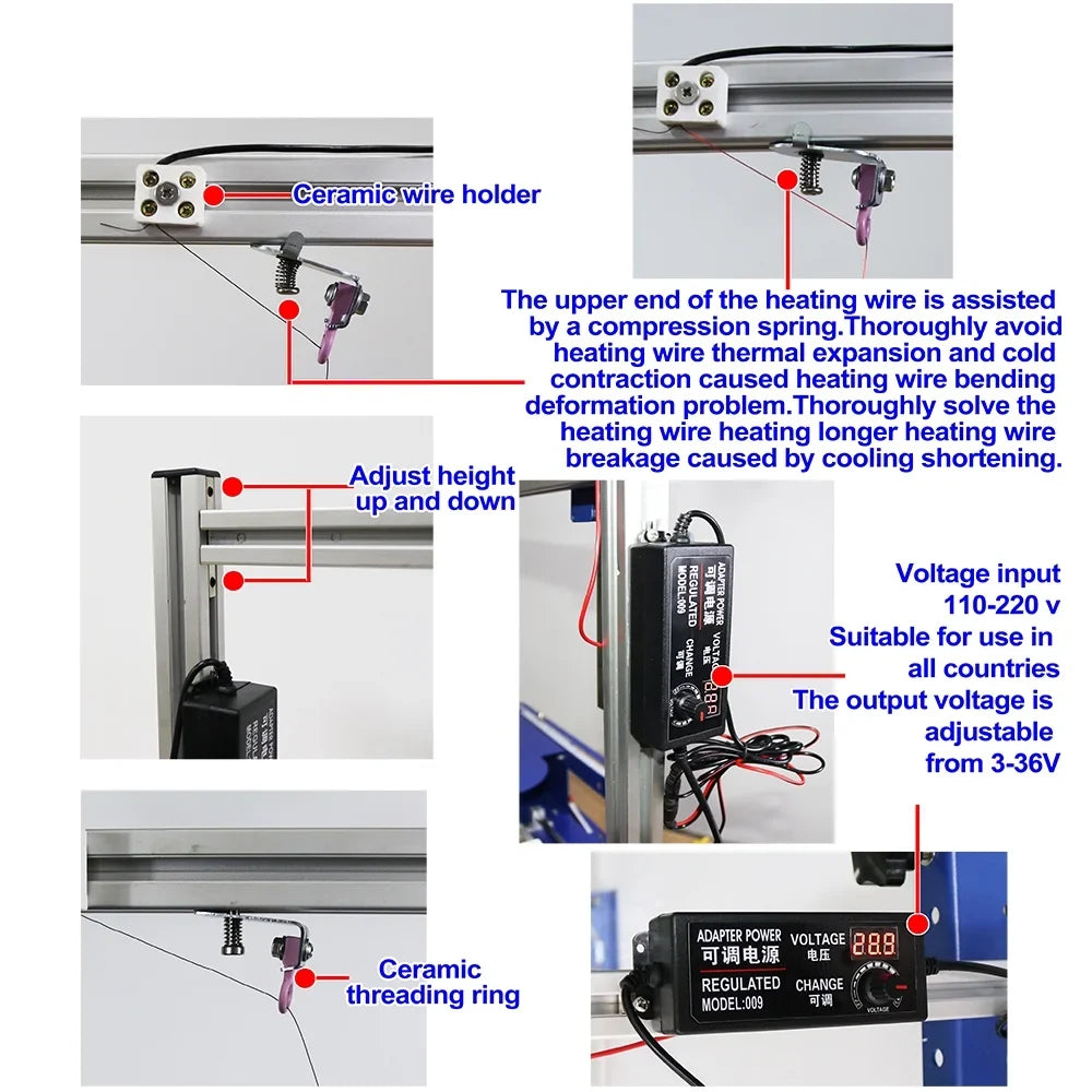 Hot Electric Vertical PreAsion Cutter Hotwire 110-220V Machine Rotary Tabletop Cutting Molti-functional