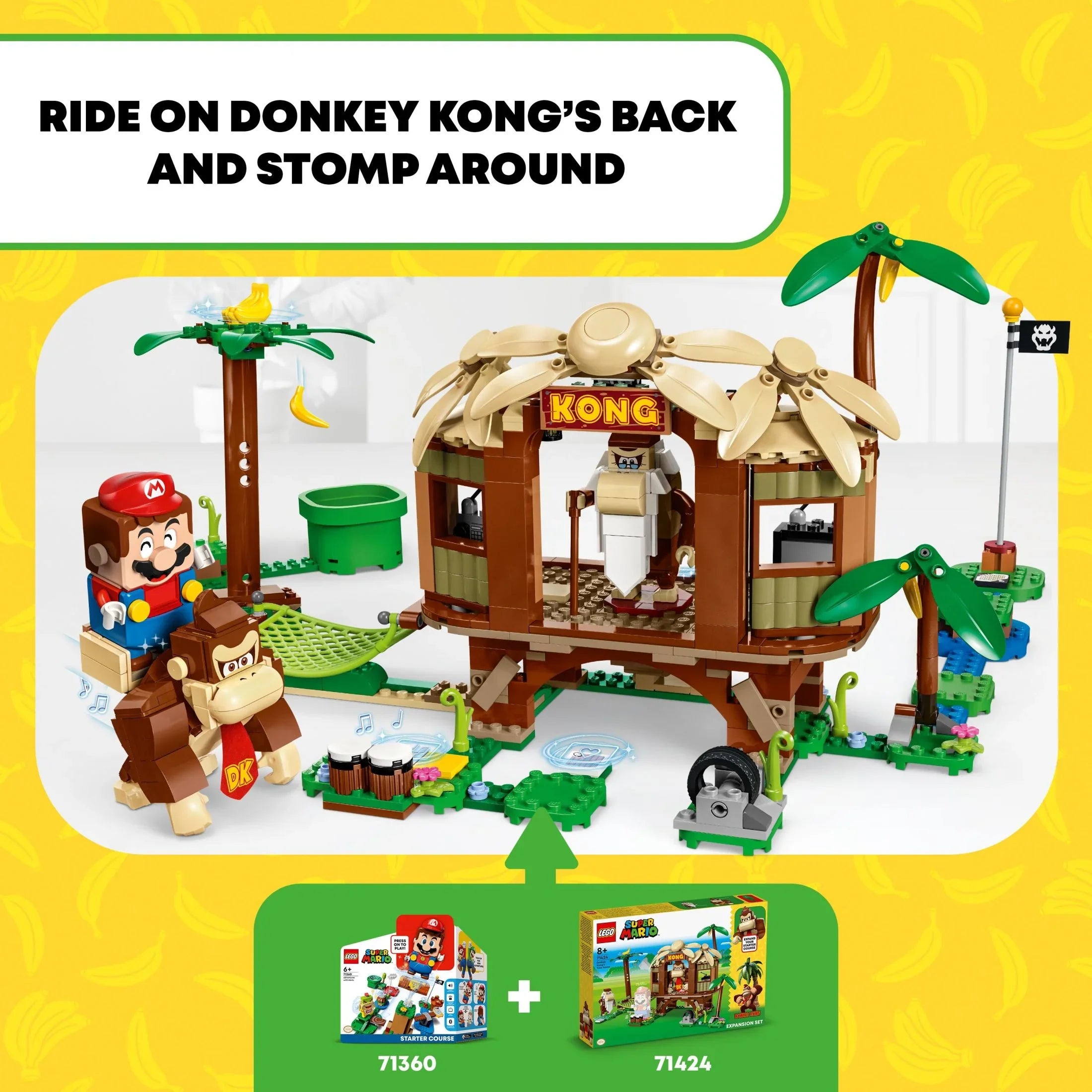 Kong’s Birthday Buildable Super and Donkey 2 Mario Old Expansion Kong Collectible Fun Kong, Donkey Cranky Year Kids, 8-10 Set, for Mario Super Figures 71424 Gift House Tree Game with