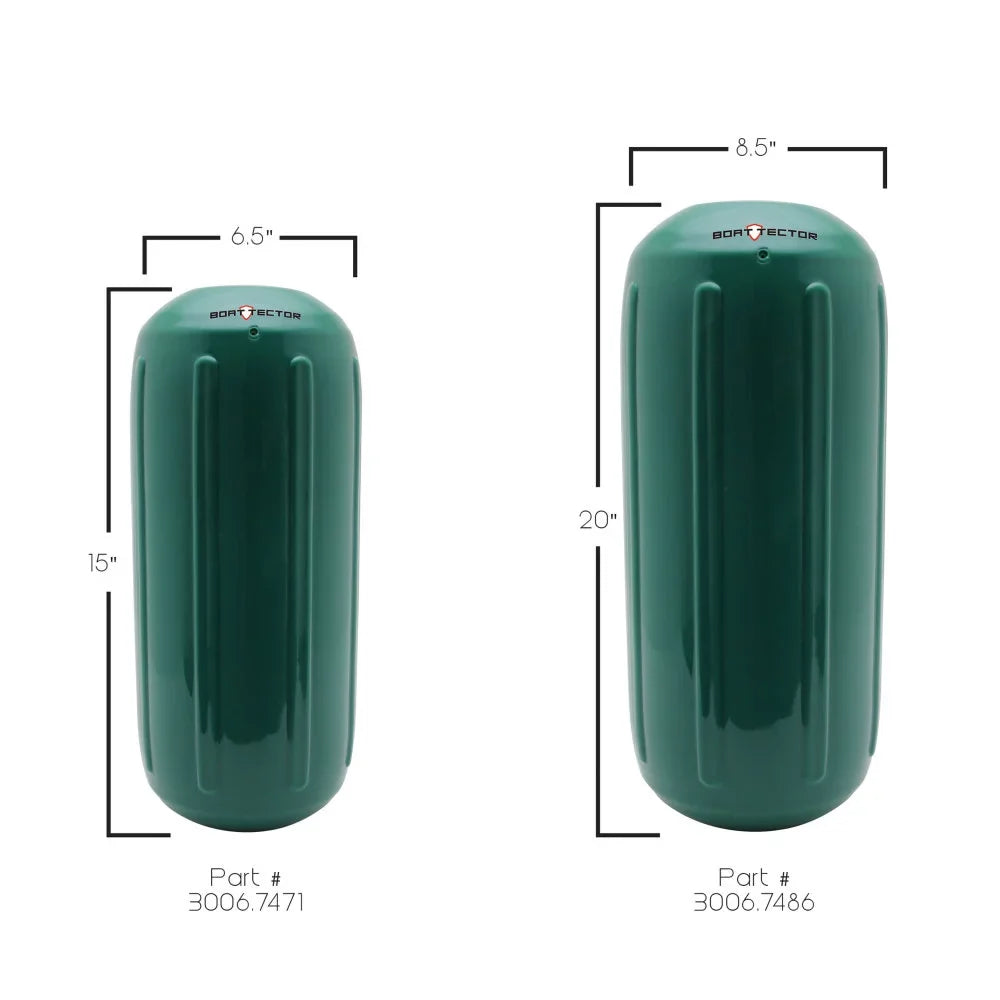 '- 15", BoatTector x Forest 3006.7471 Inflatable Max HTM Fender Green Extreme 6.5"