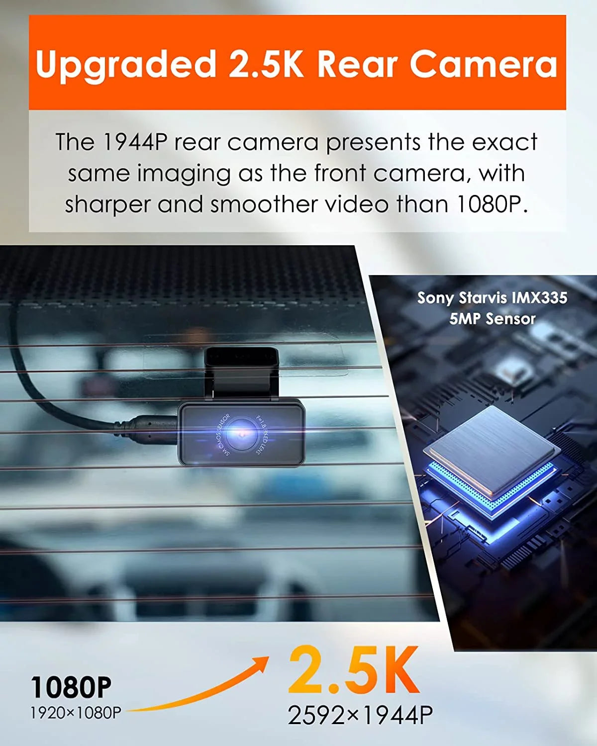Car Camera, with Rear 2.5K WiFi, Support Motion GPS 1944P+1944P Cam E2 Voice Detection, Control, Vision, Front Parking Dual Vantrue & and Buffered 5G Capacitor, Dash Enhanced 24hrs Night 512GB Mode,