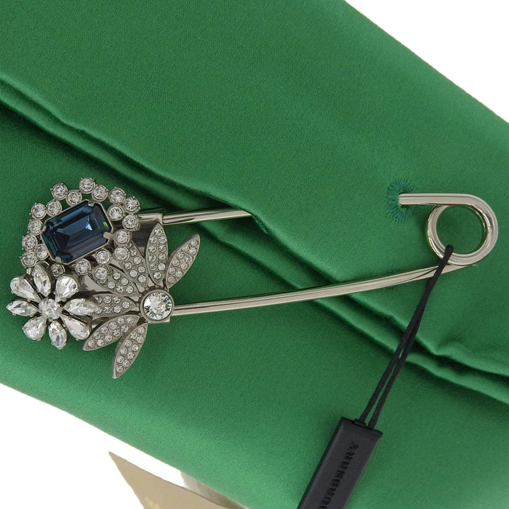 Pre-Owned silk viscose clutch bag New) pin bijou green Burberry rhinestone (Like
