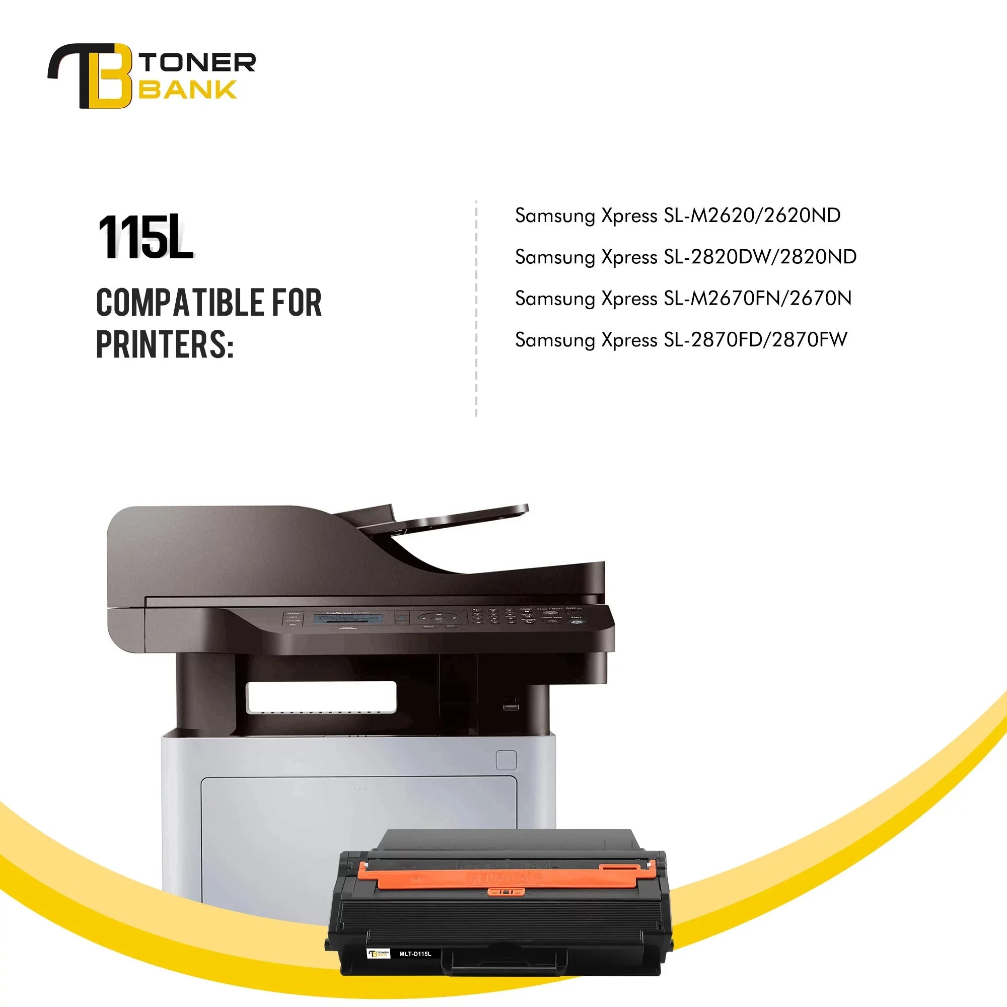 '-D115L -M2880FW -M2830DW Toner for -M2820DW 6 Fits Printer -M2620 Black 6-Pack with -M2870FW use 115L * Toner Xpress Samsung -M2670 Bank