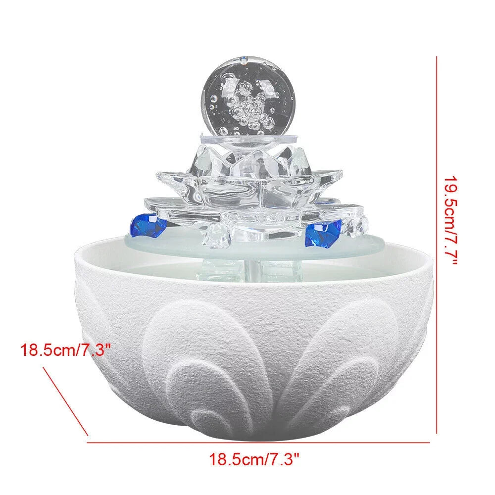 Fountain Desktop Tabletop Ornament Office Moisture Lotus Crystal Flowing Decor Desktop White Moisture Fountain Teahouse Fountain, Moisturefall