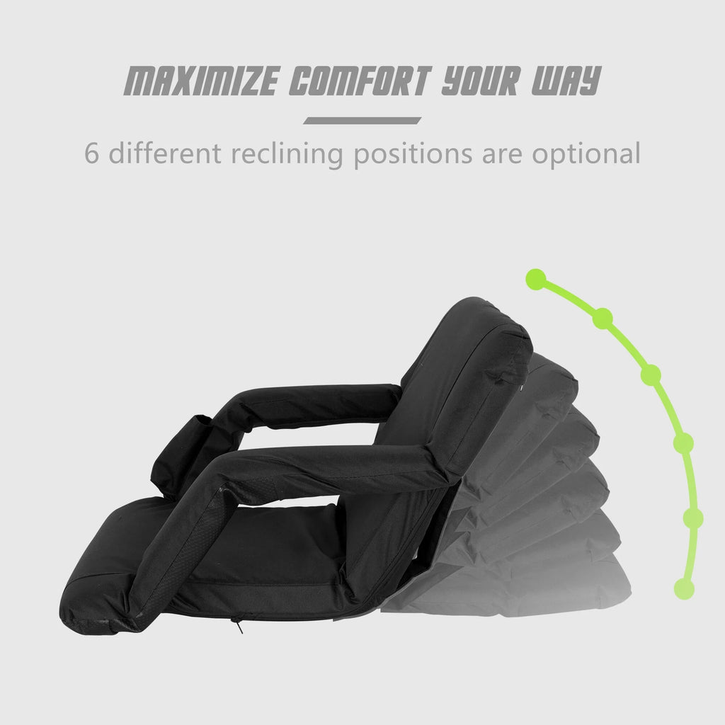 Chair for Black Portable Bleacher ZenSports Seat Reclining 6 2PCS Stadium Positions