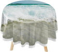 Wrinkle Decor Indoor Party Circular Kitchen Lace Summer for Shield Ocean Wave Round Tablecloth Sea Free, Table 60inch Washable Dining Tropical