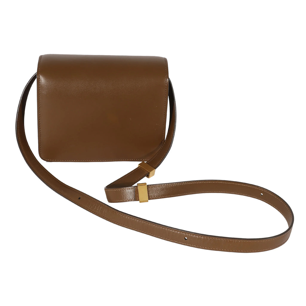 Smooth Celine Small Brown Pre-Owned Box Leather Bag
