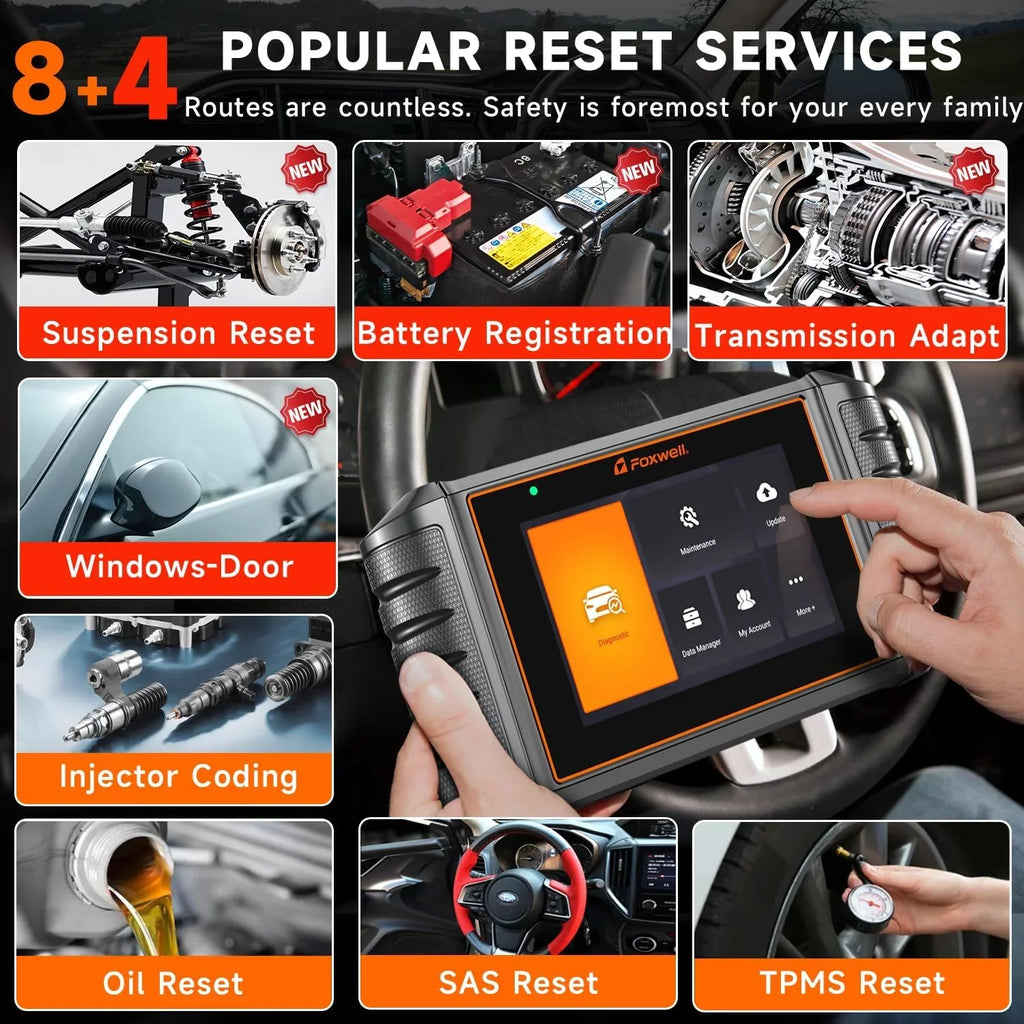 Oil Coding TPS Reader OBD2 BMS Foxwell Reset Car EPB NT726 Scan Injector System Gearbox Car Analyzer Scanner ABS DPF OBDII Automotive Equipment Tool SAS Bleeding TPMS Code Diagnostic Automotive All