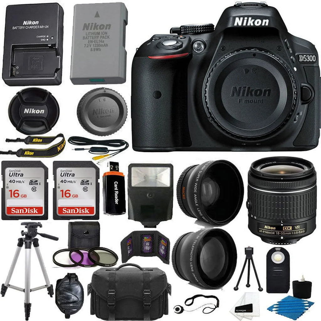 Bundle!! 18-55mm SLR ||32GB ||3 Nikon Kit Amazing Camera Digital D5300/D5600 Value Lens