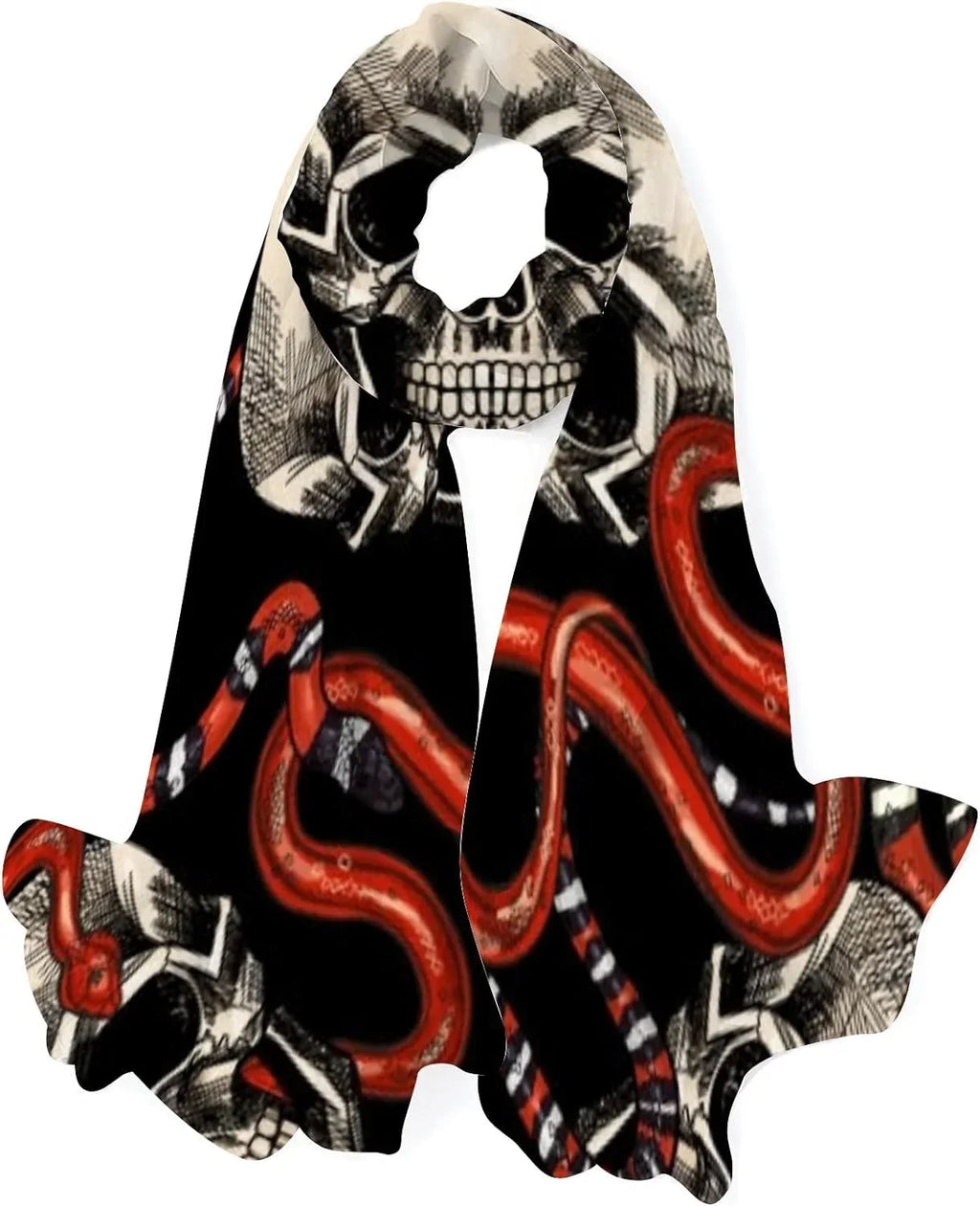 Skulls Hyjoy Long Scarves Scarf Shawl Lightweight for Women Girls Wrap Red Snakes Neck And Silk