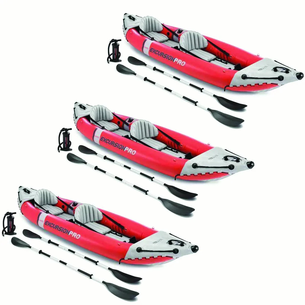 Red Pump, Pack) with (3 Oars Excursion 2 Pro Person Kayak Inflatable & Vinyl