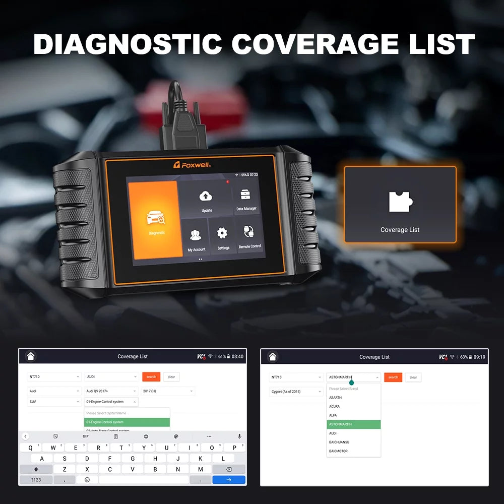 NT710 30+ Code Full Wireless Automotive Car Automotive Diagnostic Scanner Tool Control Foxwell Scanner Auto Scanner Analyzer Scan Reader Bi-Directional Service Scanner Reset OBD2 Automotive System