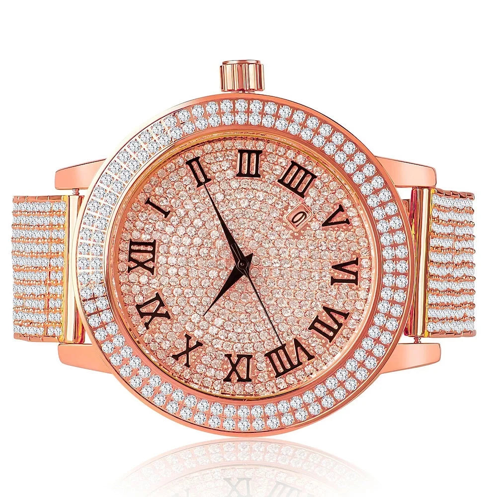 Jojino Tone Gold Rodeo Dial Watch Bezel Face Khronos Rose Joe Custom Band Roman W/Date Function Jojo
