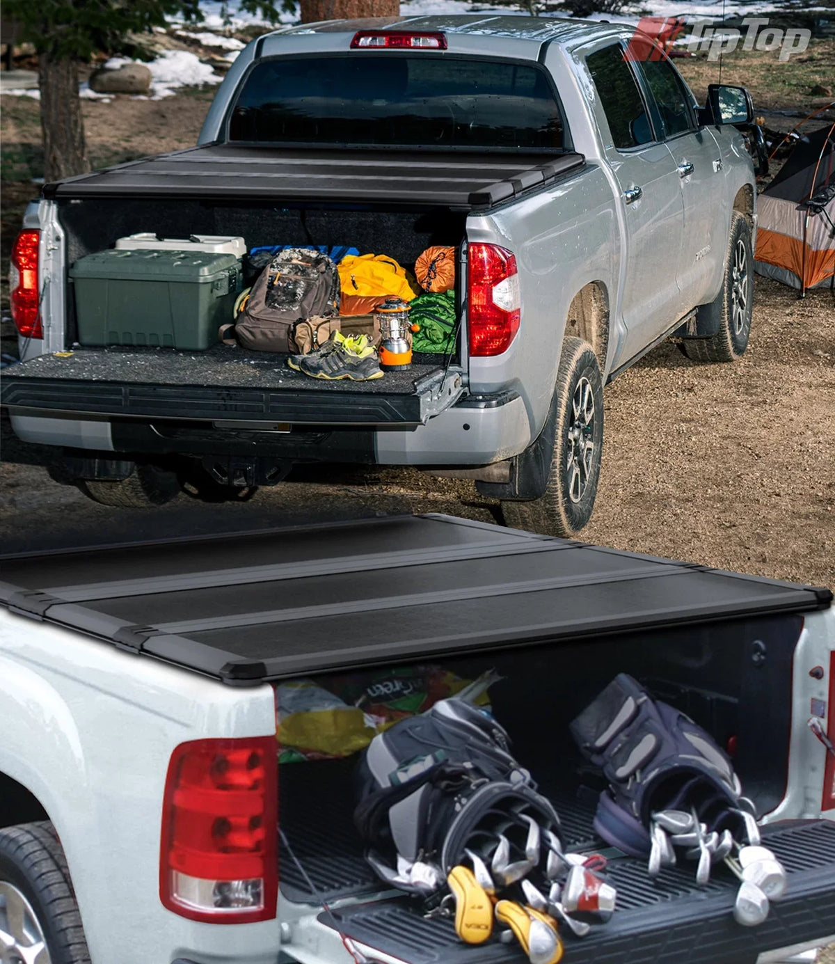 Tri-Fold With Hard Bed FRP |For On (60.3") The Deck 5ft Without 2005-2015 Tacoma Top | System| TPM3 Tonneau Cover Rail TIPTOP Truck or For Bed Models