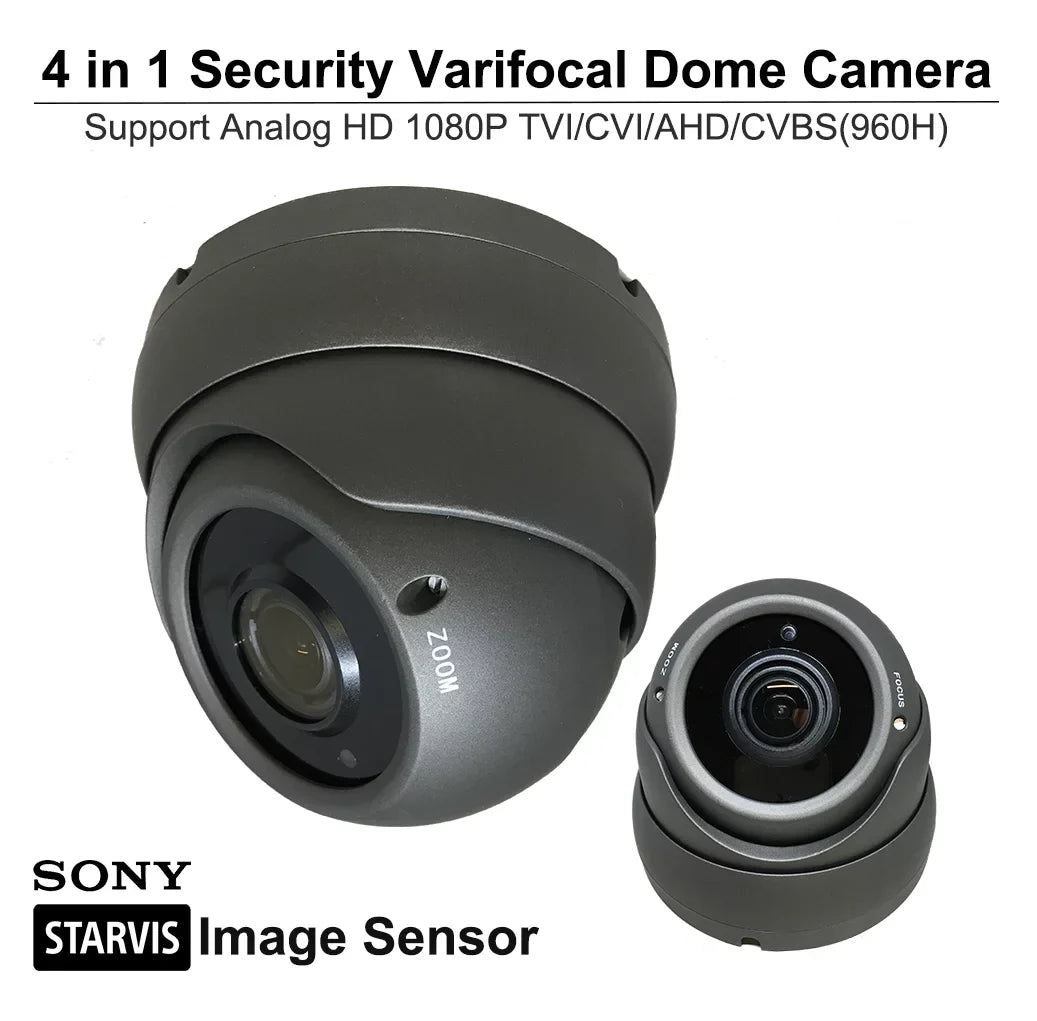 2.8-12MM IN/exterior IMAGE TVI/AHD/CVI/CVBS VARIFOCAL MP STARVIS ANALOG (CHARCOAL) 1080P FULL 2.4 HD SENSOR IR
