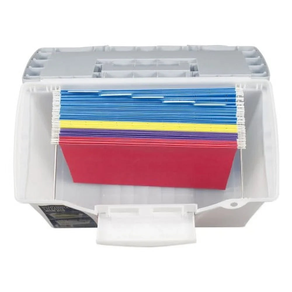 Files, Clear/Silver 12", Letter/Legal x x Storex with Filebox Letter/Legal Portable 10.5" Lid, 14.5" Organizer