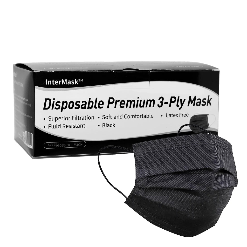 InterMask Disposable 3-Ply Mask, Case of ASTM 3 Level 2000 Black, Premium
