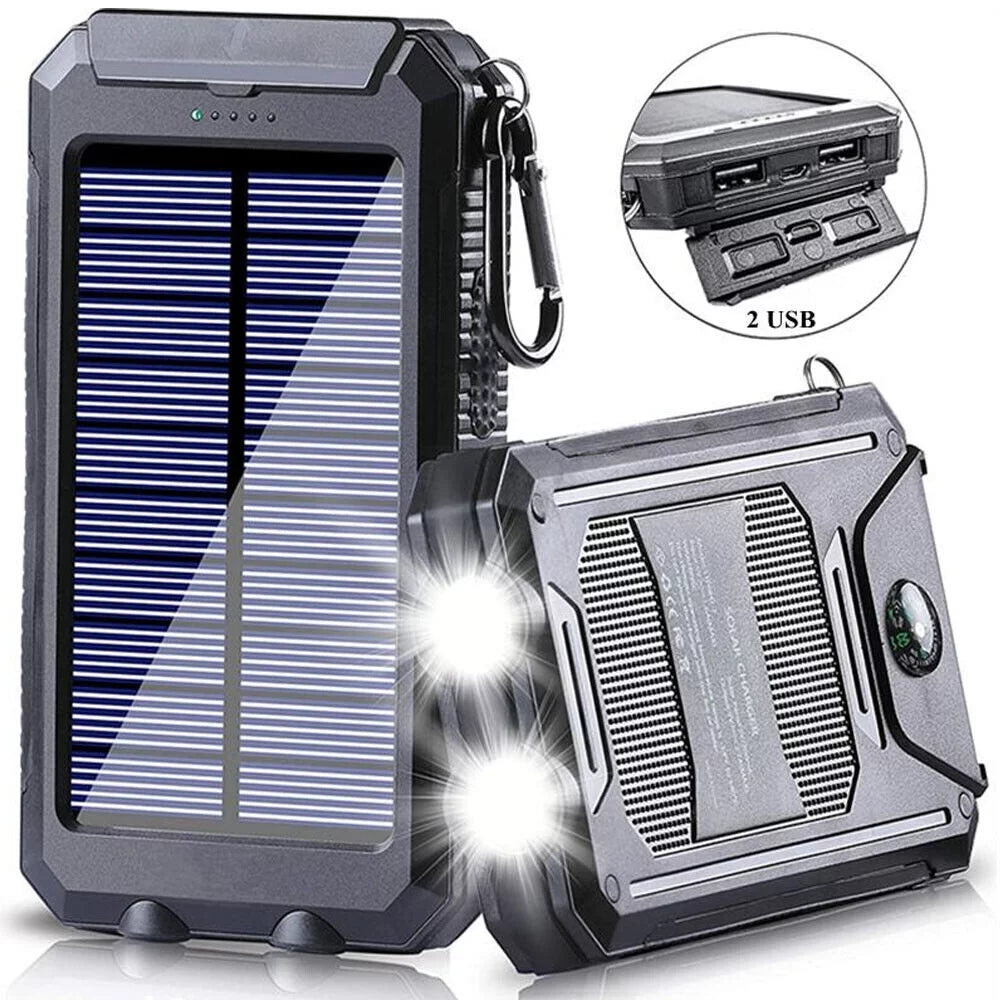 Cell Bank Charger Solar For Black Portable Phone Power 90000000mAh Super