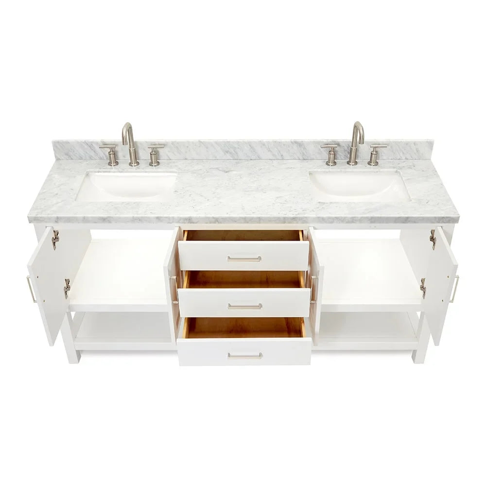 Double Vanity Basin S073dcwrvo Ariel White Set - Free 73" Magnolia Standing