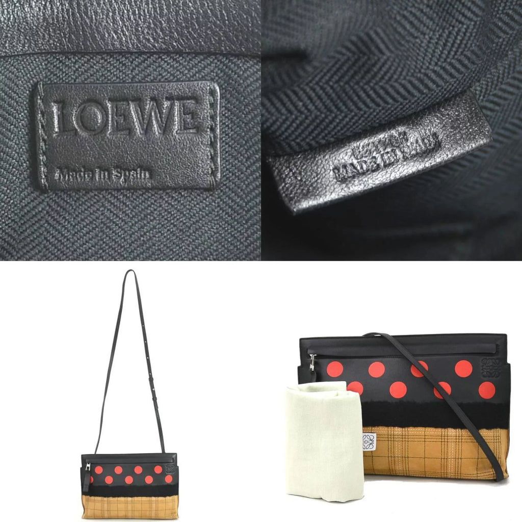black women's Loewe x shoulder bag LOEWE diagonal (Good) leather/suede brown Pre-Owned r9572g red