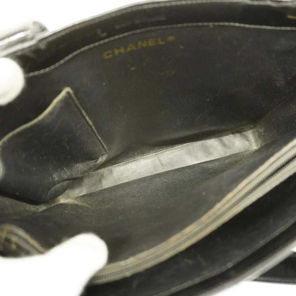 Black Patent Tote Leather Pre-Owned Bag Women's (Good) Champagne