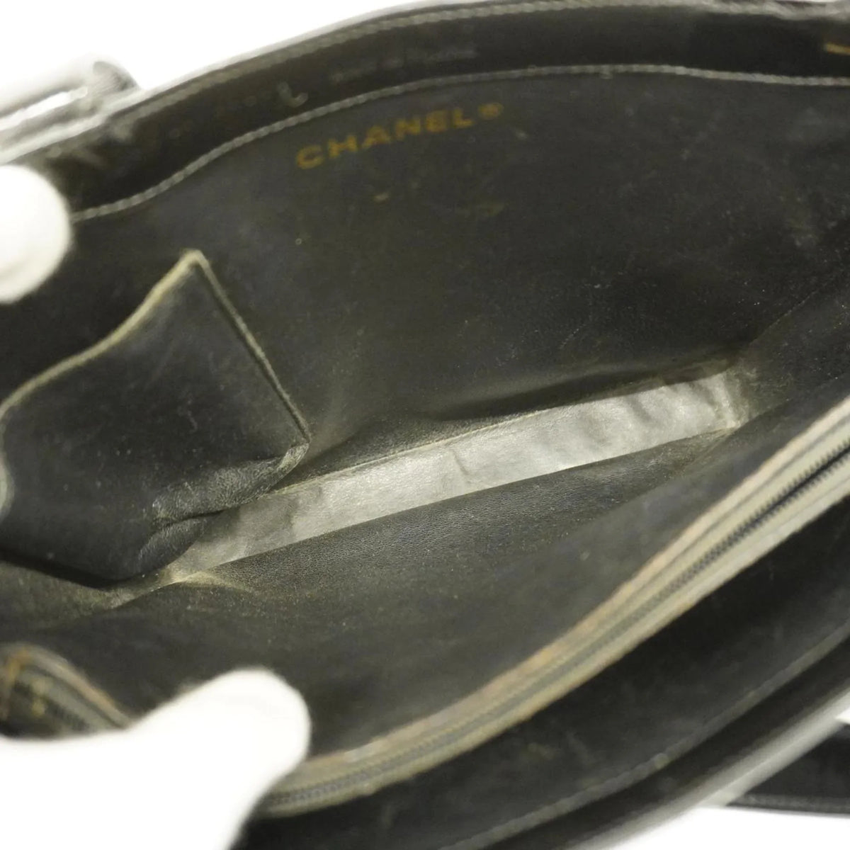 Black Patent Tote Leather Pre-Owned Bag Women's (Good) Champagne